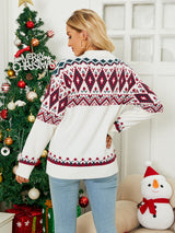 Rhombic Pattern Loose Pullover Christmas Sweater