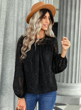 Round Neck Loose Chiffon Blouse Top