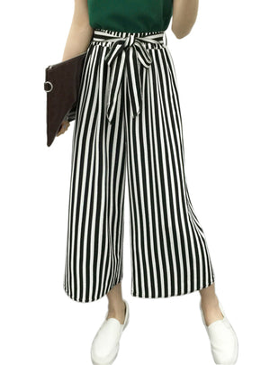 Wide Leg Pants Women High Waist Plaid Striped Loose Pants