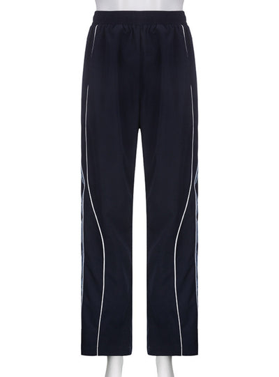 Striped Loose Elastic Waist Sports Pant