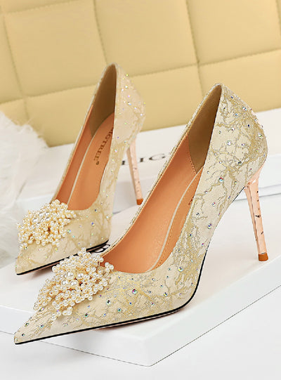 Pearl Flower Rhinestone Shoes