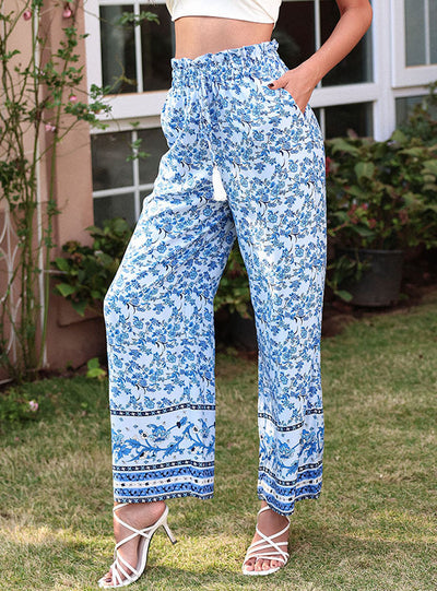 Printed Pants Bohemian Tassel Wide-leg Pants