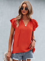 Solid Color Flying Sleeves T-shirt