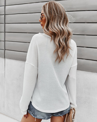 V-neck Knitted Long Sleeve Top