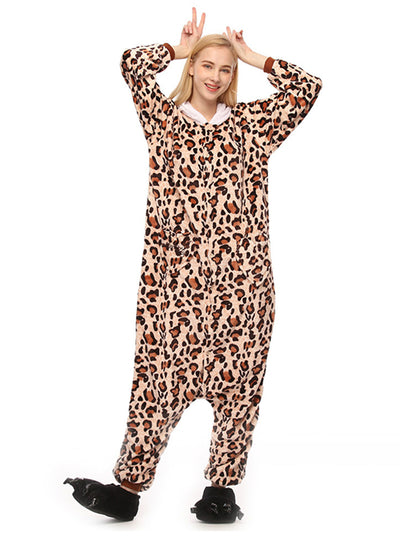 Women Onesie Leopard Kitty Cat Pajama Adult Sleep