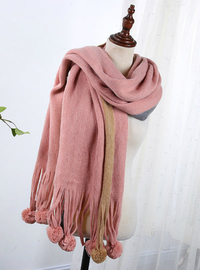 Cashmere Scarf Female Wool Ball Knitted Scarf