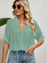 Women Pleated Chiffon Top Shirt