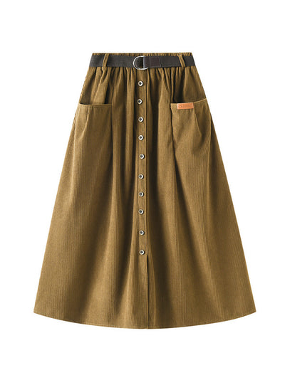 Winter Waist Corduroy Skirt