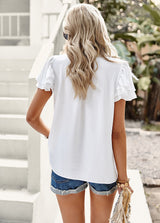 Women Short-sleeved Ruffled Shirt