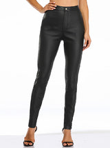 Black PU Leather High Waist Pants