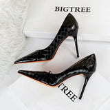 Bright Patent Leather Woven High Heel Shoes