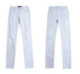 White Ripped High Waist Pencil Pants