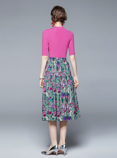 Retro Swing Skirt+Irregular Knitted Two-piece Suit