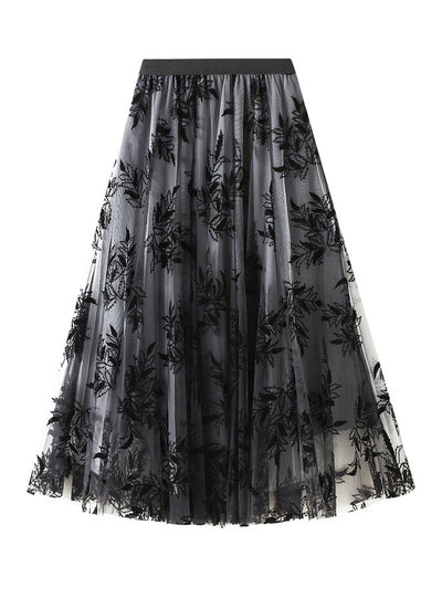 Printed Flocking Gauze Skirt