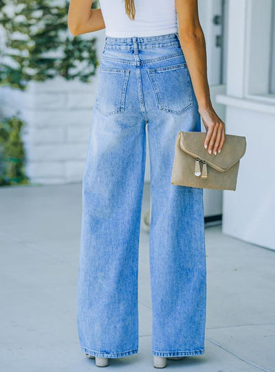 Pocket Casual Loose Denim Trousers