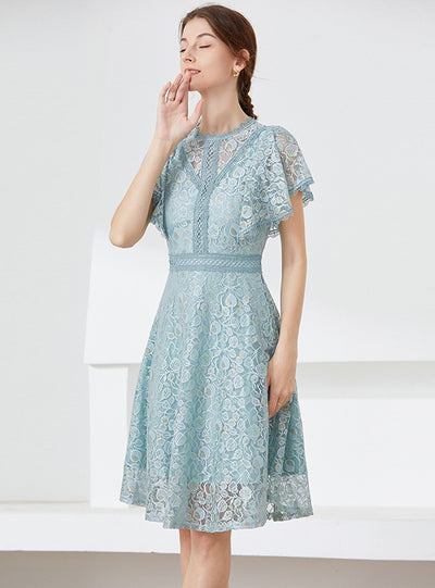 Lace Flying Sleeve Slim Dress