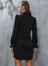 Slim Cardigan Long Sleeve Lapel Shirt Dress