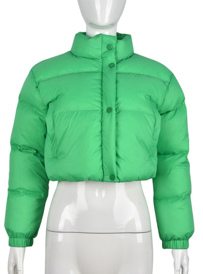 Long Sleeves Stand Collar Cotton-padded Jacket