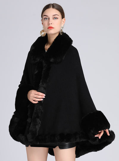 Wool Shawl Cape Knitted Fur Shawl