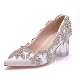 Transparent Thick Heel Rhinestone Wedding Shoes