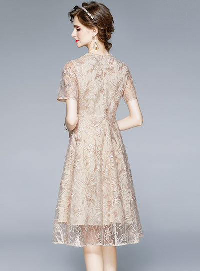 Heavy Mesh Embroidered Lace Dress