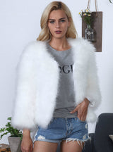 Leisure Coat Female Faux Fur Ostrich Hair Short