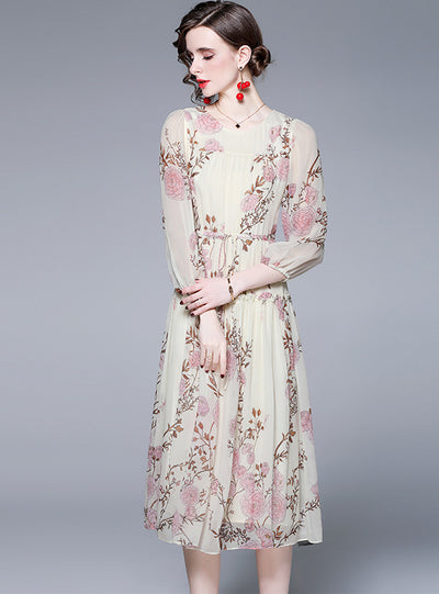 Temperament Floral Chiffon Loose Dress