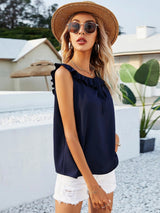 Sleeveless Ruffled Pullover Vest Shirt