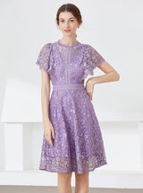 Lace Flying Sleeve Slim Dress