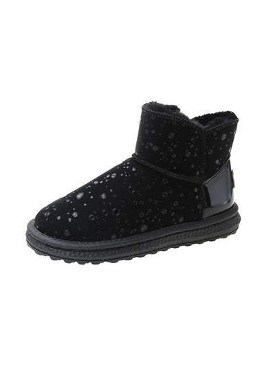 Female Raindrop Velvet Warm Cotton Boots