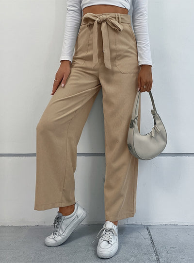 Casual Lace-up Wide-leg Pants