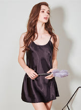 Black Ice Silk Sling Nightdress Suit