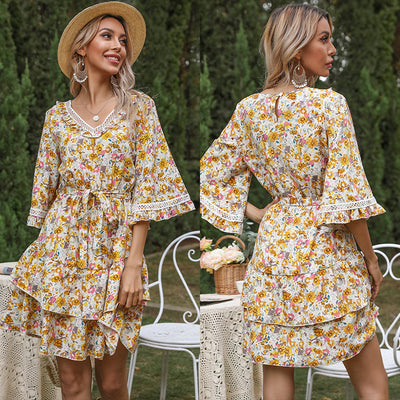 Loudspeaker Floral Ruffled Dress