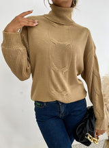 High Solid Color Twist Knitted Sweater