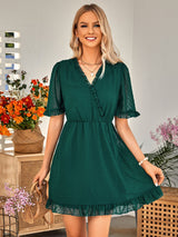 Casual V-neck Short Sleeve Ball Dress