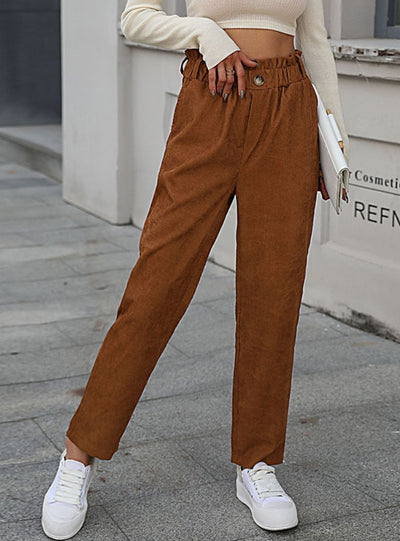 Elastic Corduroy Straight Pants