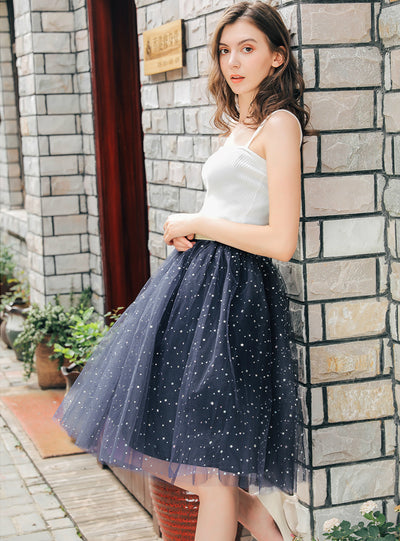 Embroidered Skirt Stars Sequined Skirt