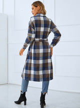 Plaid Long Sleeve Shirt Woolen Coat