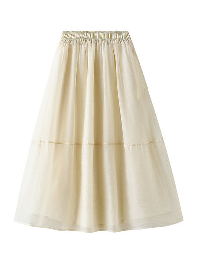 Cicada Gauze Stitching Big Swing Skirt