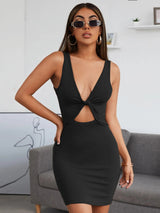 Black V-neck Sexy Dress