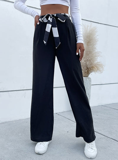 Strapped Black Wide-leg Pants