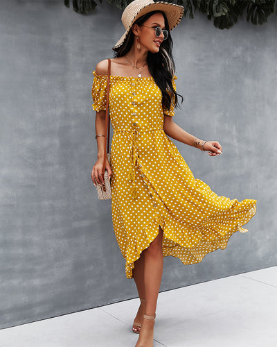 Point Off the Shoulder Dress