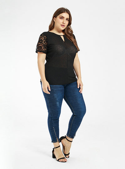 Splicing Lace Perspective Single-wearing Top
