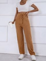 High Waist Slim Solid Color Stretch Trousers Pant