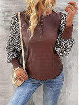 Leisure Leopard Print Stitching Top