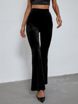 Sexy Slim Solid Color High Waist Velvet Pants