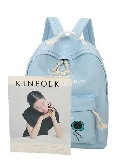 4 Pcs/set Cartoon Printing Canvas Backpack Woman