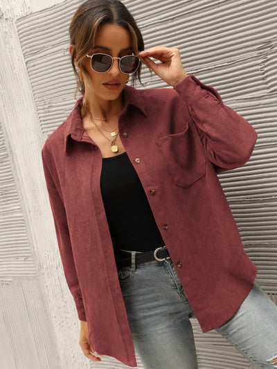 Fashion Loose Lapel Pocket Shirt