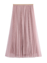 Bright Silk Pleated Gauze Skirt