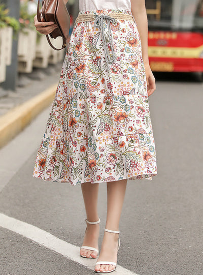 Bohemia A-Line Printed Linen Skirt Dress